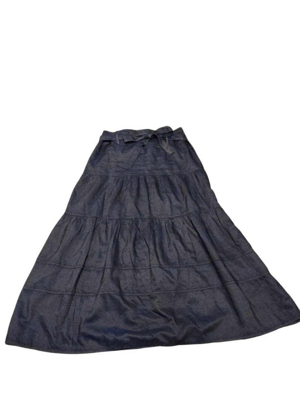 Deja Bleau Lightweight Tiered Long Skirt in Denim Blue Size M E37